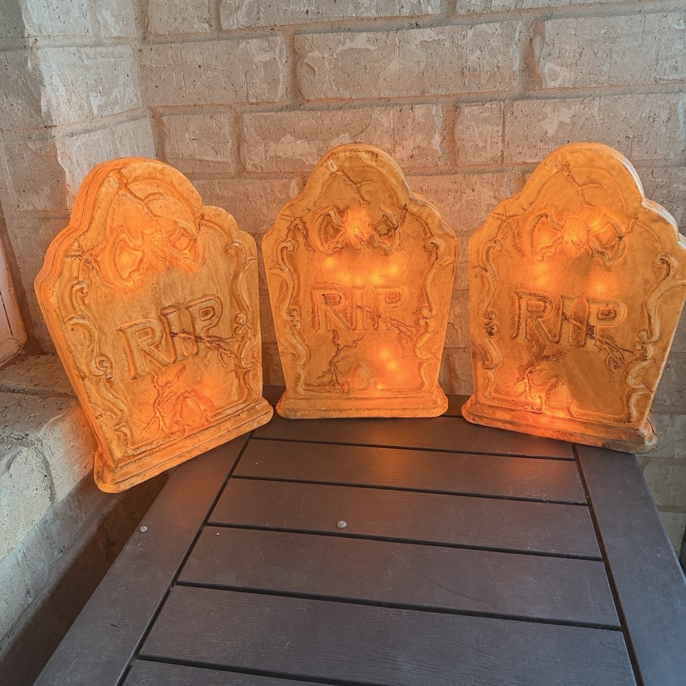 Unbranded Tombstones Unisex Medium Tan Good Lighted RIP Bats Gothic Blow Mold